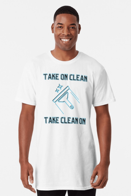 Take On Clean Savvy Cleaner Funny Cleaning Shirts Long Tee