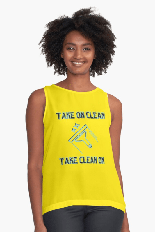 Take On Clean Savvy Cleaner Funny Cleaning Shirts Sleeveless Top