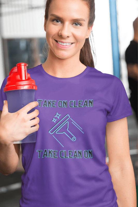 Take On Clean Savvy Cleaner Funny Cleaning Shirts Women's Boyfriend T-Shirt
