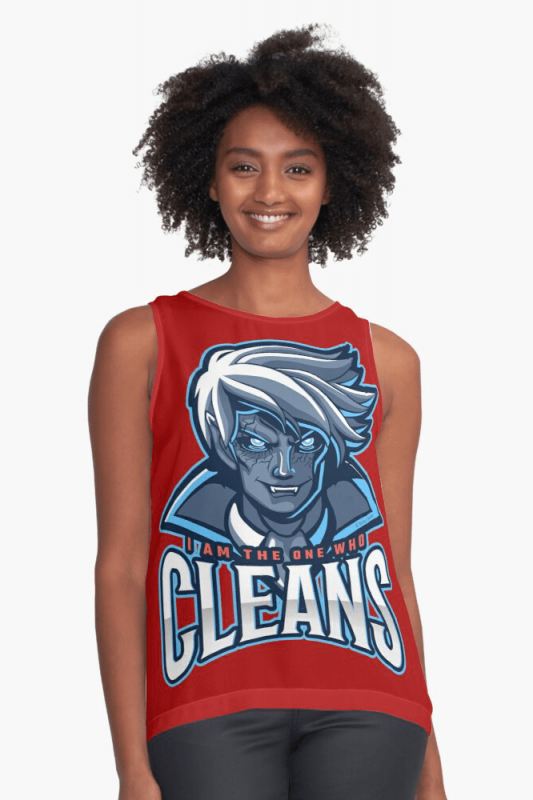 The One Who Cleans, Savvy Cleaner Funny Cleaning Shirts, Sleeveless Shirt