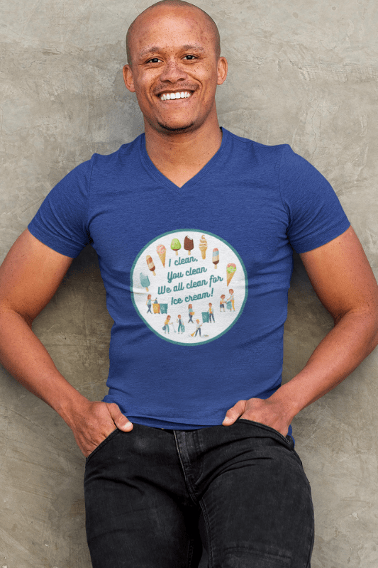 We All Clean for Ice Cream Savvy Cleaner Funny Cleaning Shirts Premium V-Neck T-Shirt