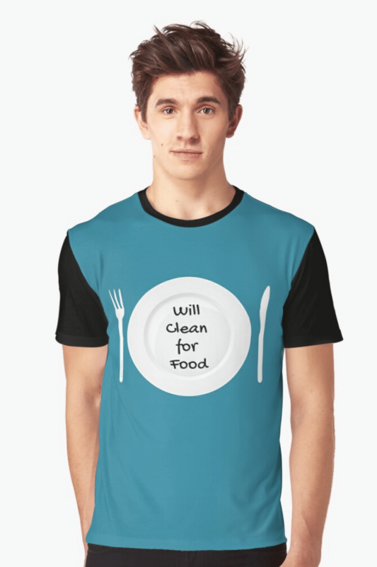 Will Clean For Food Savvy Cleaner Funny Cleaning Shirts Graphic Tee