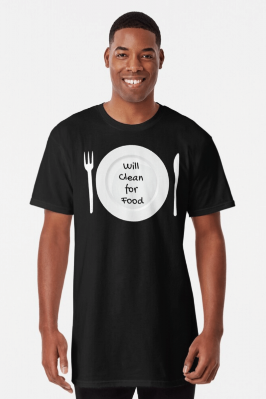 Will Clean For Food Savvy Cleaner Funny Cleaning Shirts Long Tee